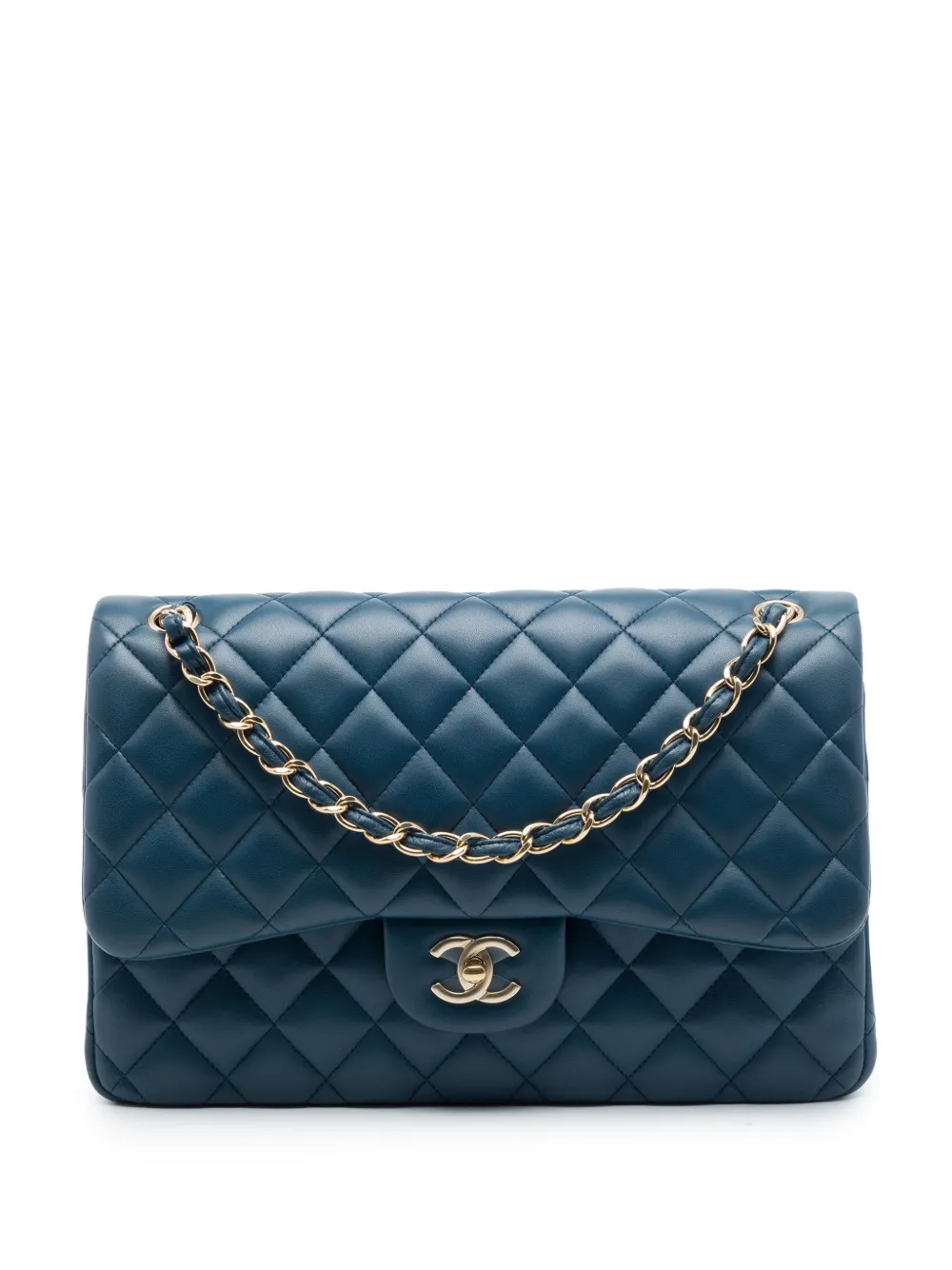 CHANEL Pre-Owned 2016-2017 Jumbo Classic Lambskin Double Flap shoulder bag - Blu