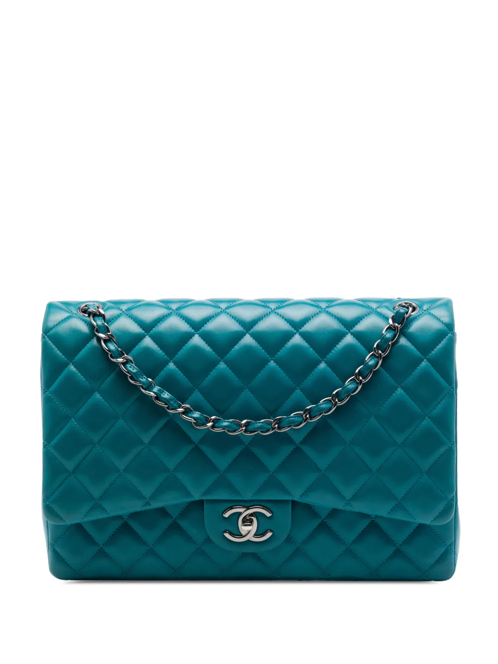 CHANEL Pre-Owned 2011 Maxi Classic Lambskin Double Flap shoulder bag - Blu
