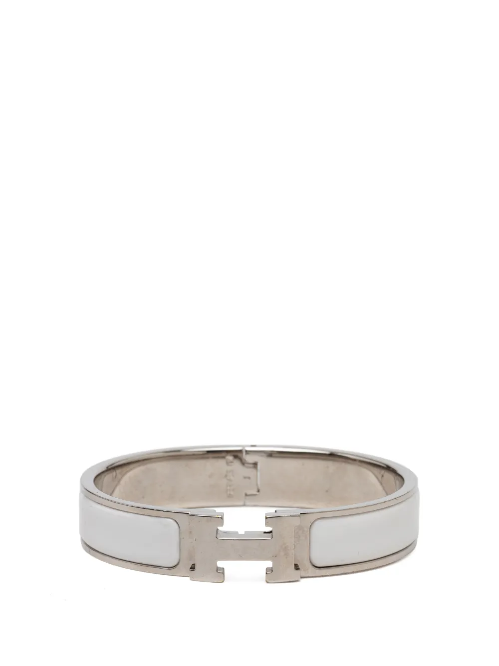 Pre-owned Hermes 2000-2026 Narrow Enamel Clic H Bracelet Pm Costume Bracelet In Silver