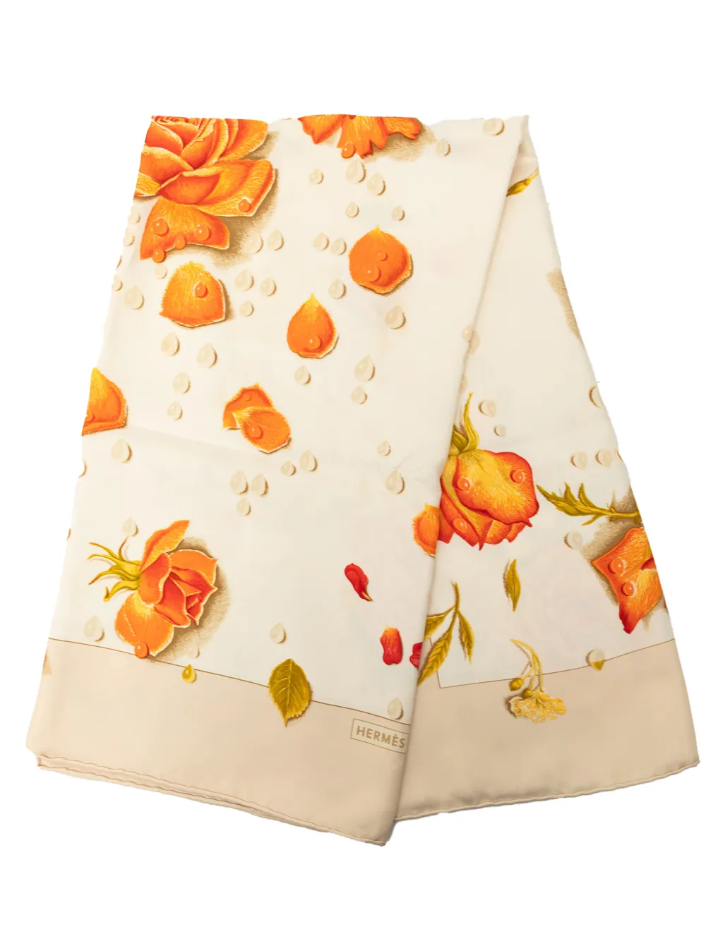 Pre-owned Hermes 2010-2018 La Rosee Silk Scarf 90 Scarves In Brown