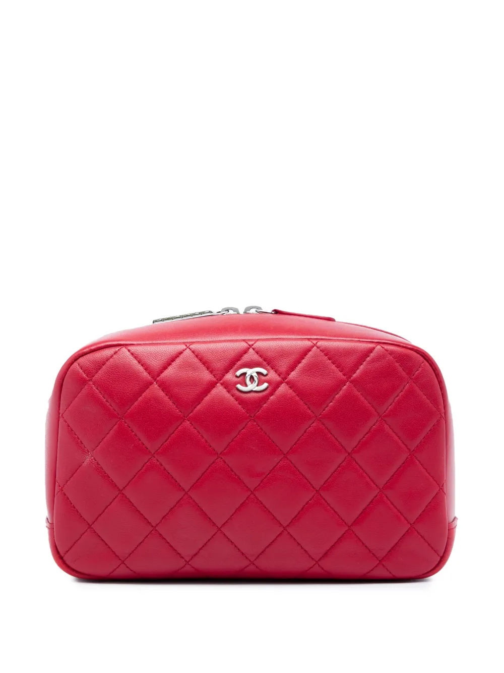 CHANEL Pre-Owned 2016-2017 Medium Quilted Lambskin Curvy Cosmetic pouch - Rosso
