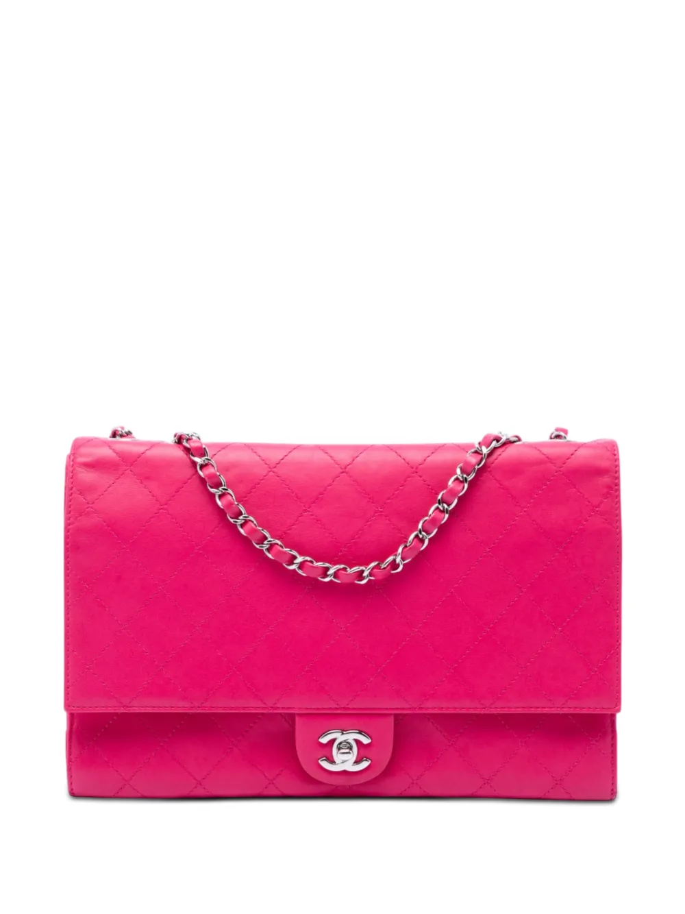 CHANEL Pre-Owned 2014 Jumbo Quilted Lambskin 3 Accordion Double Flap shoulder bag - Pink