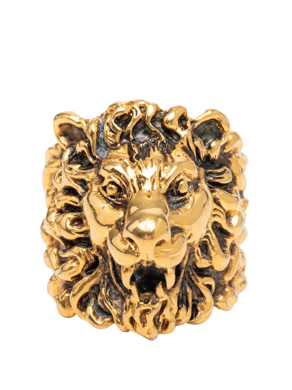 Pre-owned Gucci 2000-2026 Gold Plated Lion Head Ring Costume Ring