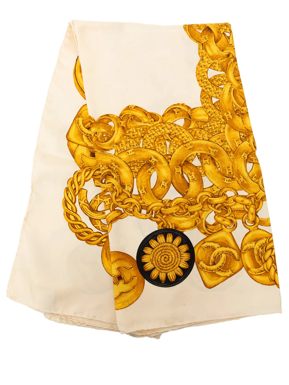 CHANEL Pre-Owned 1990-2010 CC Medallion Chain Printed Silk Scarf scarves - Oro