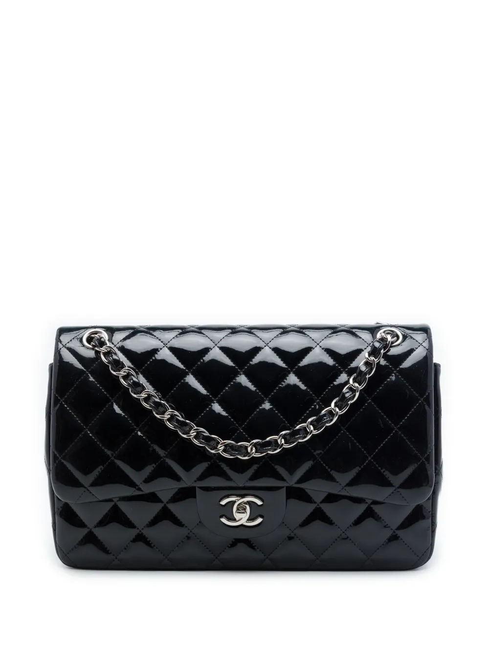 CHANEL Pre-Owned 2013-2014 Jumbo Classic Patent Double Flap shoulder bag - Nero