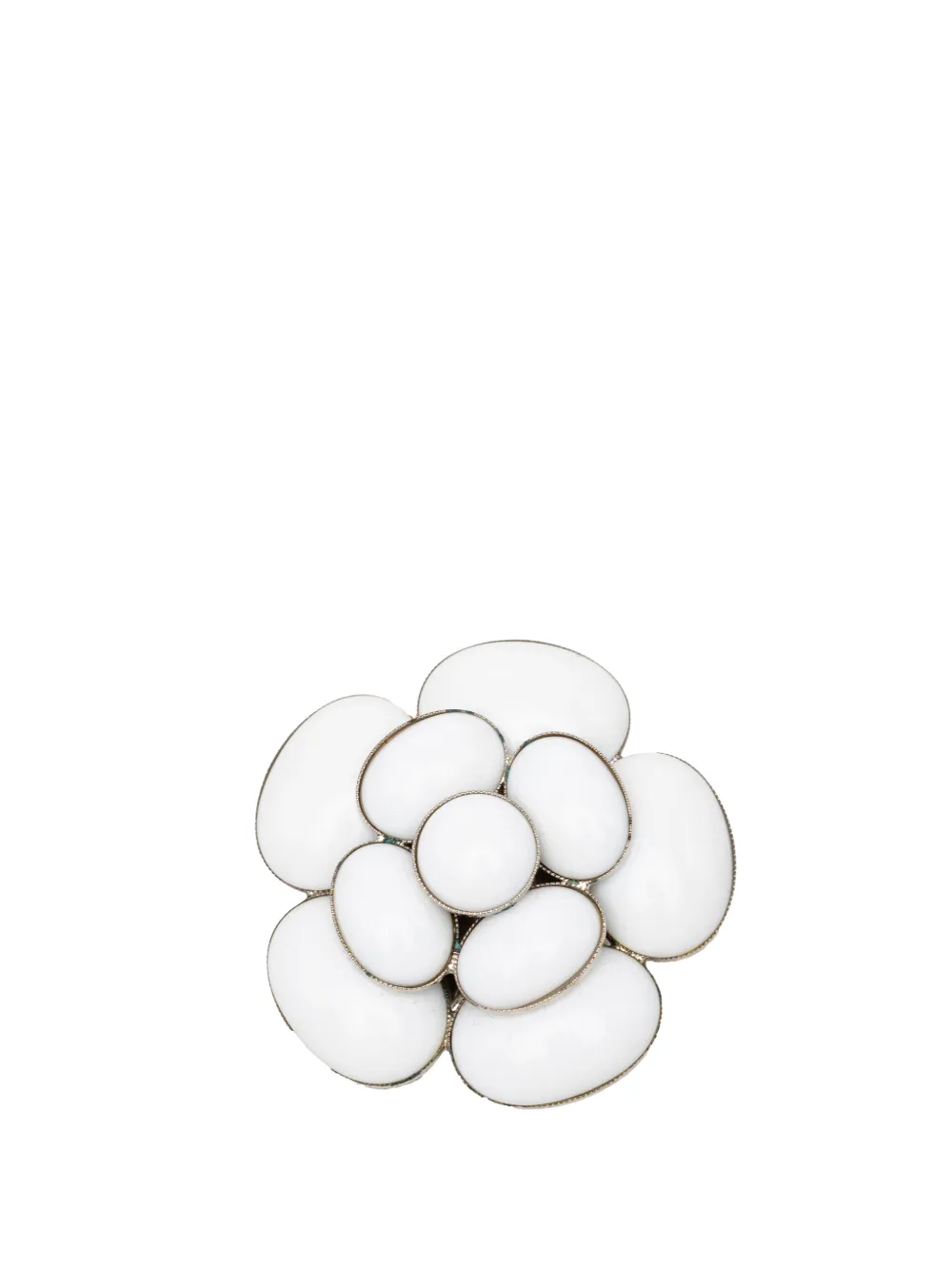 CHANEL Pre-Owned 1996 Silver Plated and Glass Camellia Brooch costume brooch - Argento