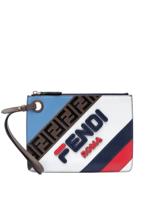 Fendi Pre-Owned 2010-2026 Fila Mania Multicolor Zucca Embossed Leather clutch bag