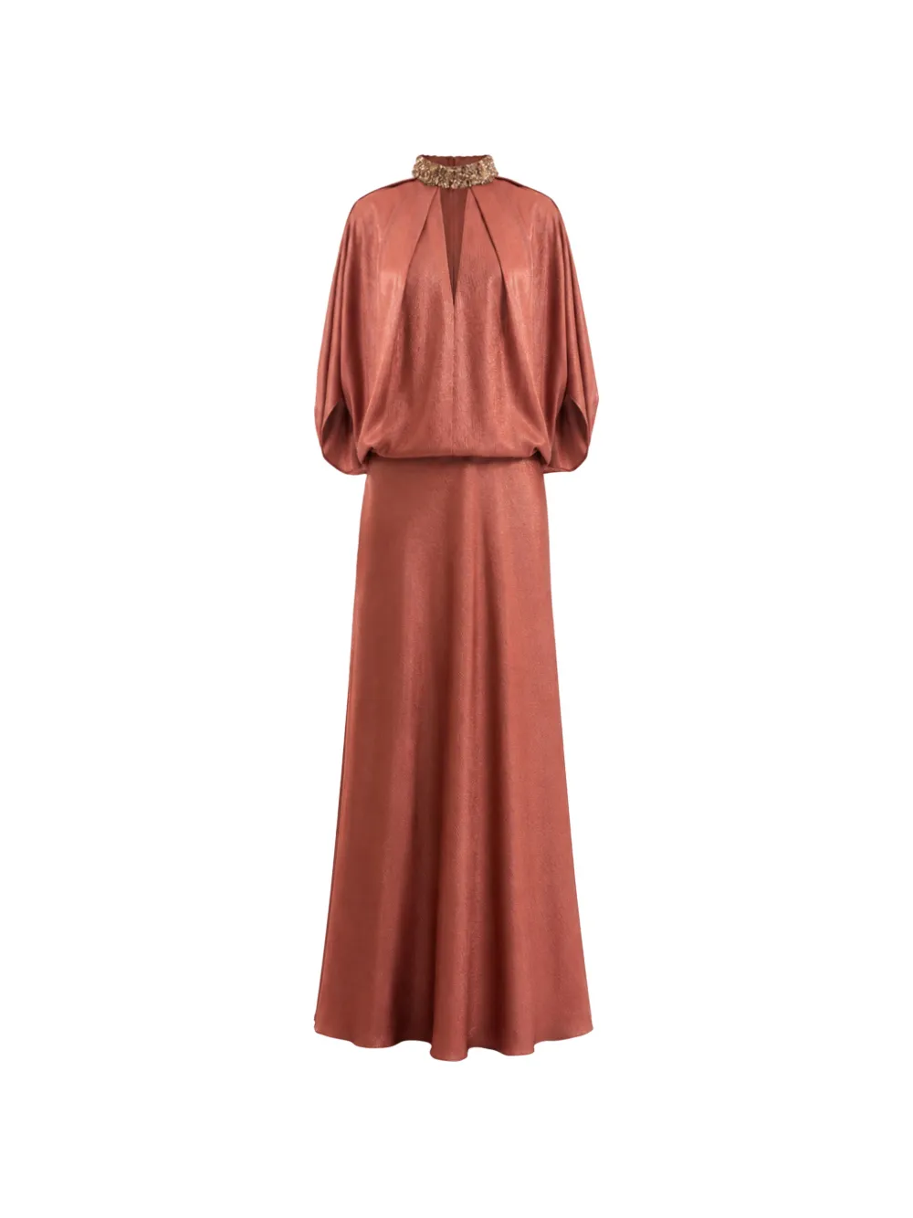 Gemy Maalouf keyhole batwing maxi dress - Braun