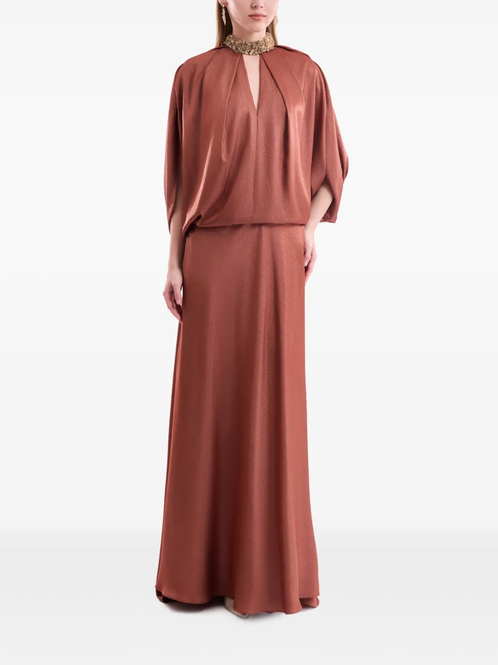 Gemy Maalouf maxi-jurk met keyhole-detail Bruin
