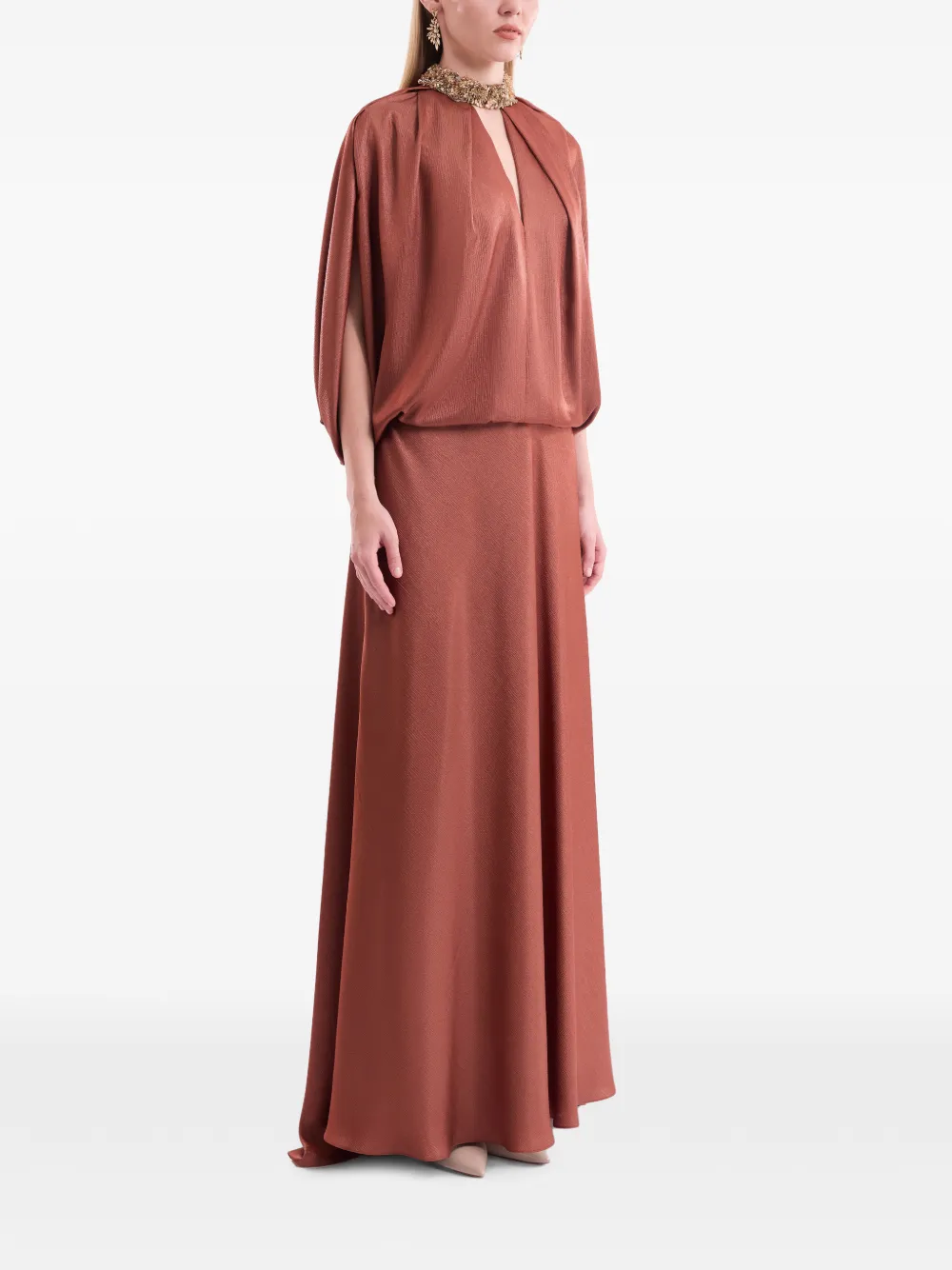 Gemy Maalouf maxi-jurk met keyhole-detail Bruin