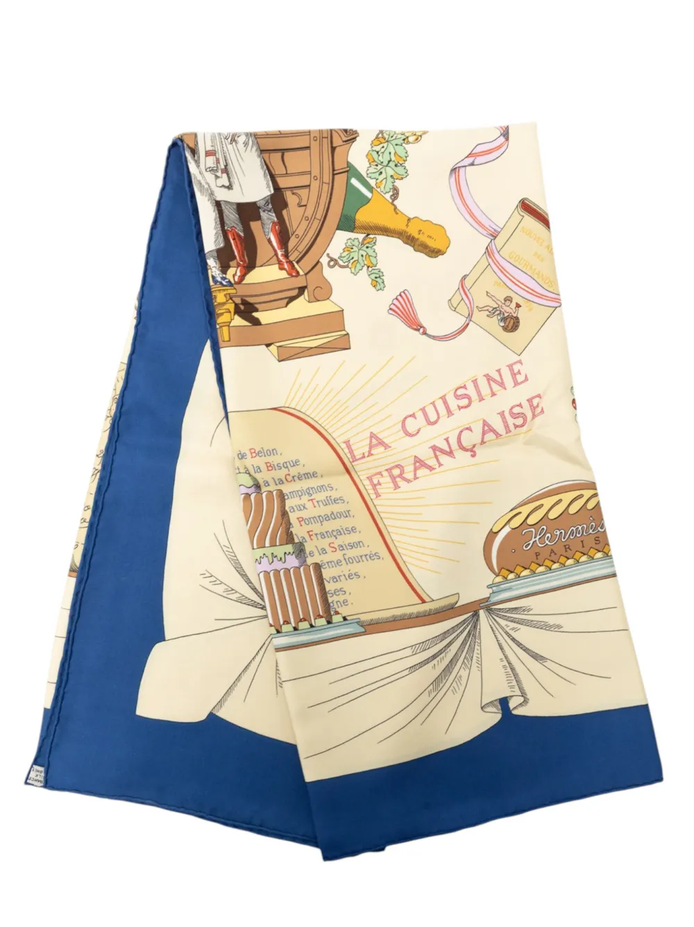 Hermès Pre-Owned 2000-2026 A la Gloire de la Cuisine Francaise Silk Scarf 90 scarves - Blu