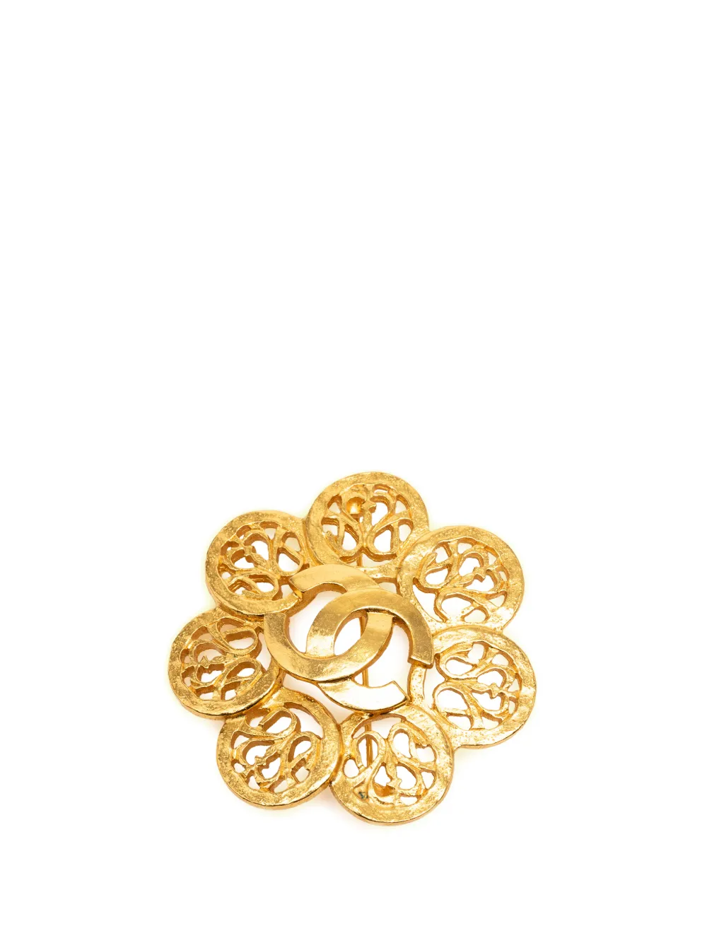 CHANEL Pre-Owned 1995 CC Gold Plated Flower Pin Brooch costume brooch - Oro