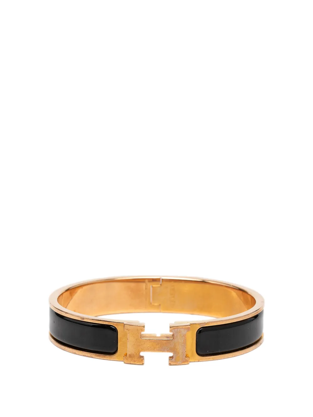 Pre-owned Hermes 2011 Narrow Enamel Clic H Bracelet Pm Costume Bracelet In Black