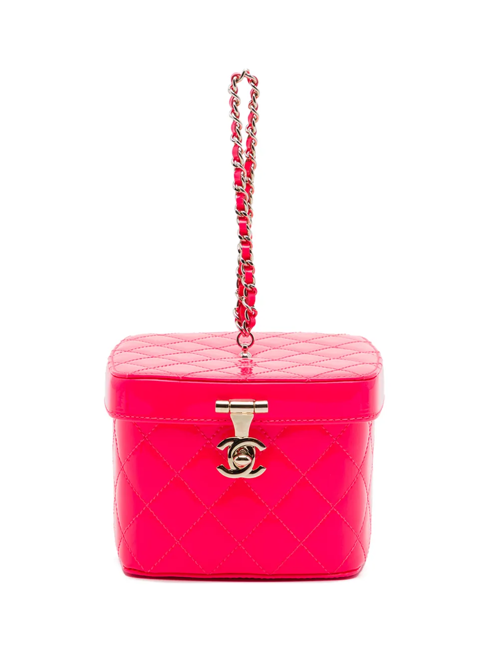 CHANEL Pre-Owned 2016-2017 Mini CC Quilted Patent vanity bag - Rosa