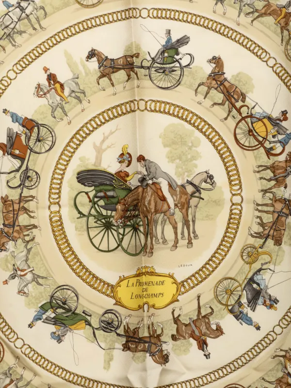 Hermès Pre-Owned 1965 La Promenade De Longchamps Silk Scarf 90