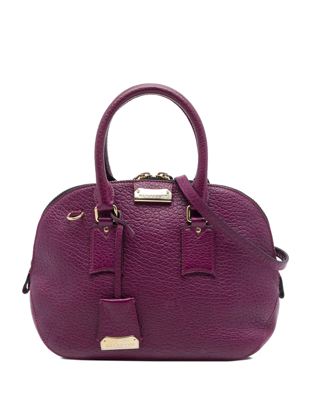 Pre-owned Burberry 2000-2017 Small Grained Calfskin Heritage Orchard Bowling Bag Satchel In Purple