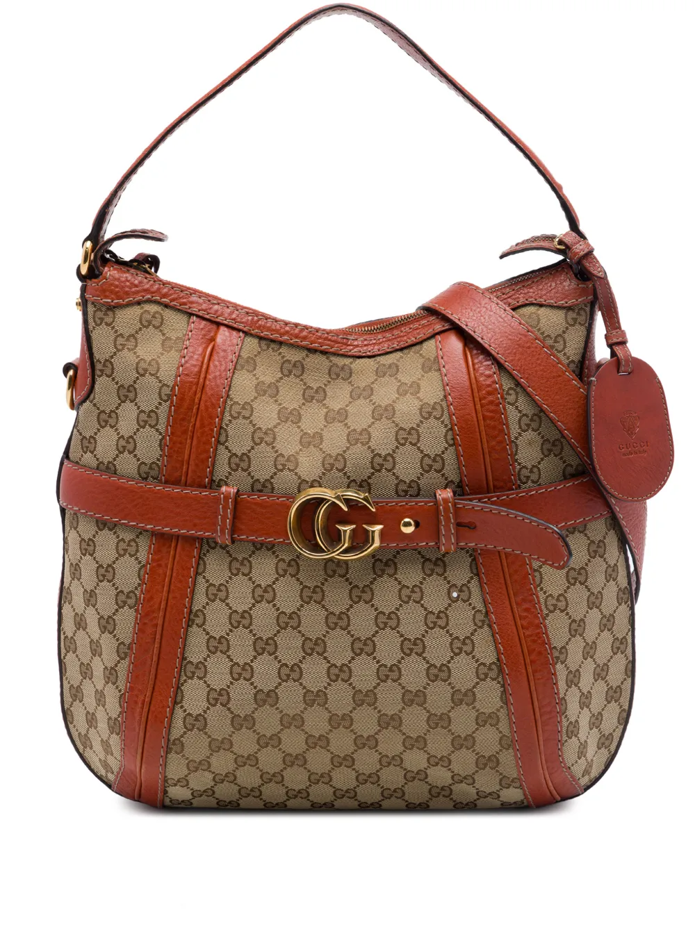 Pre-owned Gucci 2016-2026 Medium Gg Canvas Running Satchel In Neutrals