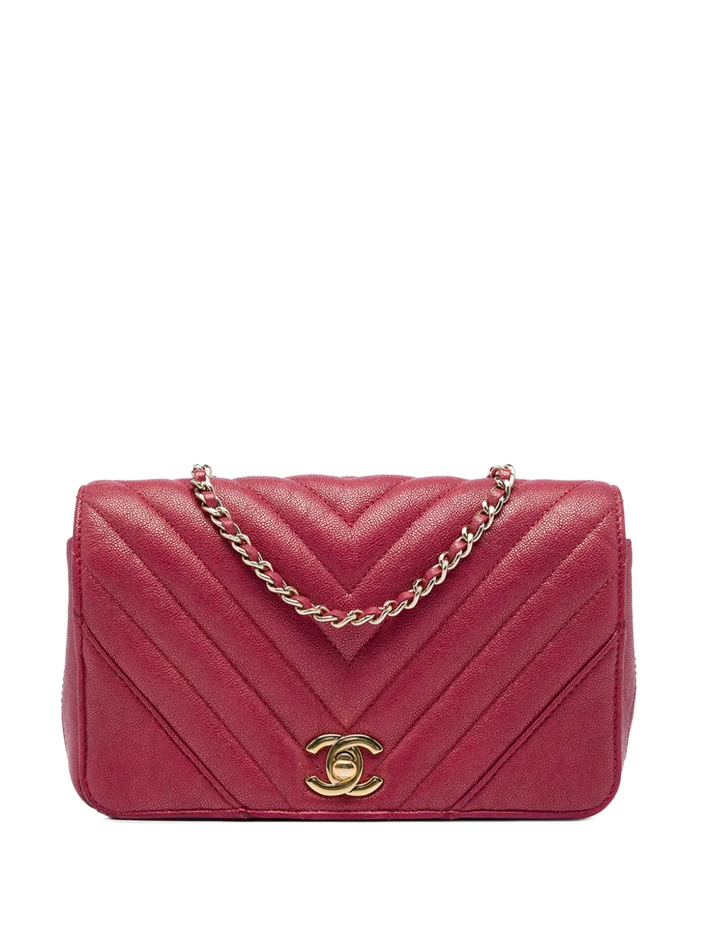 CHANEL Pre-Owned 2019 Small Chevron Iridescent Caviar Statement Flap shoulder bag - Rosa