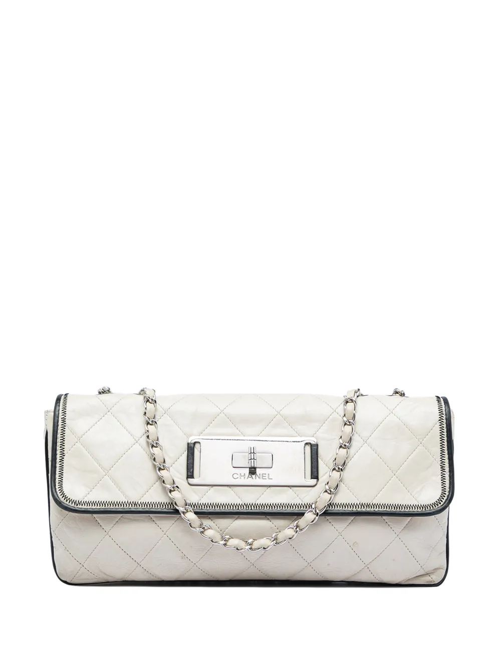 CHANEL Pre-Owned 2008-2009 Reissue 2.55 East West Flap Schultertasche aus Lammleder mit Steppung - Weiß