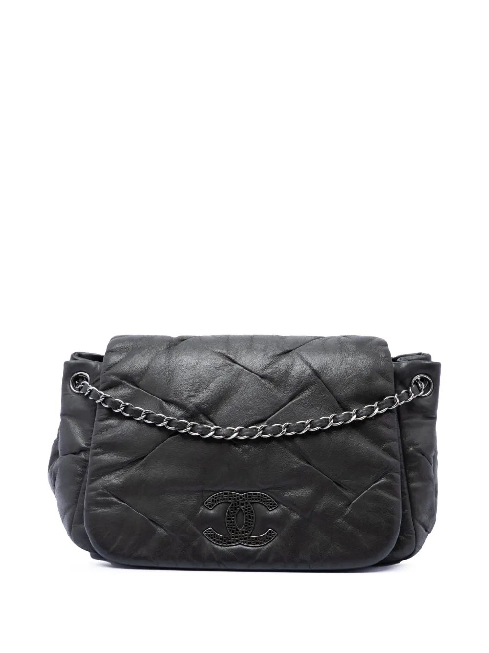 CHANEL Pre-Owned 2010-2011 Iridescent Calfskin Glint Accordion Flap crossbody bag - Nero