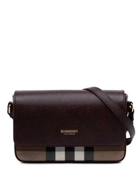 Burberry Pre-Owned 2000-2017 Leather and House Check Canvas Hampshire crossbody bag