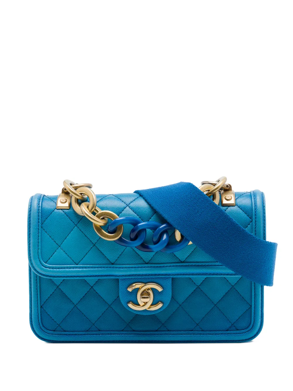 CHANEL Pre-Owned 2019 Small Quilted Caviar Sunset On The Sea Flap satchel - Blu
