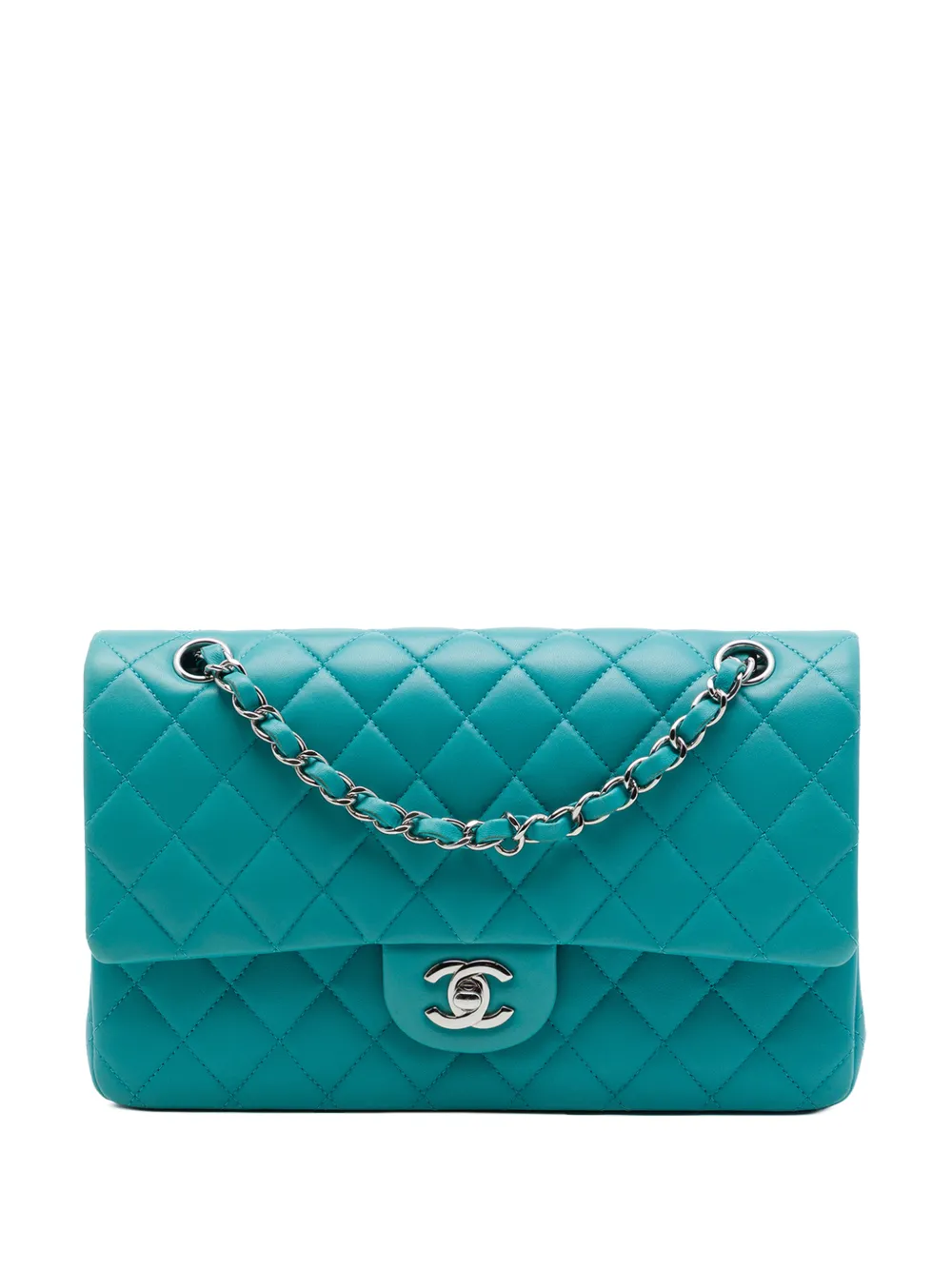 CHANEL Pre-Owned 2014 Medium Classic Lambskin Double Flap shoulder bag - Blue