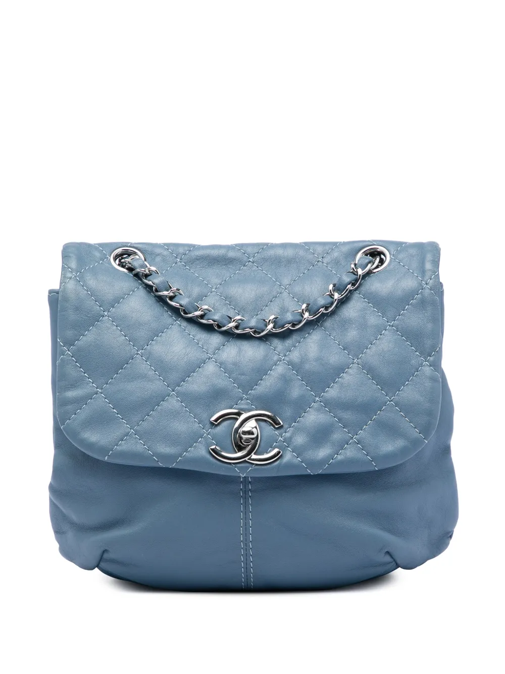 CHANEL Pre-Owned 2012-2013 Mini Quilted Lambskin Trianon Messenger Flap crossbody bag - Blu