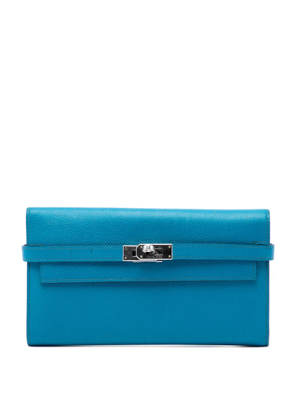 Pre-owned Hermes 2000-2026 Epsom Kelly Trifold Wallet Long Wallets In Blue