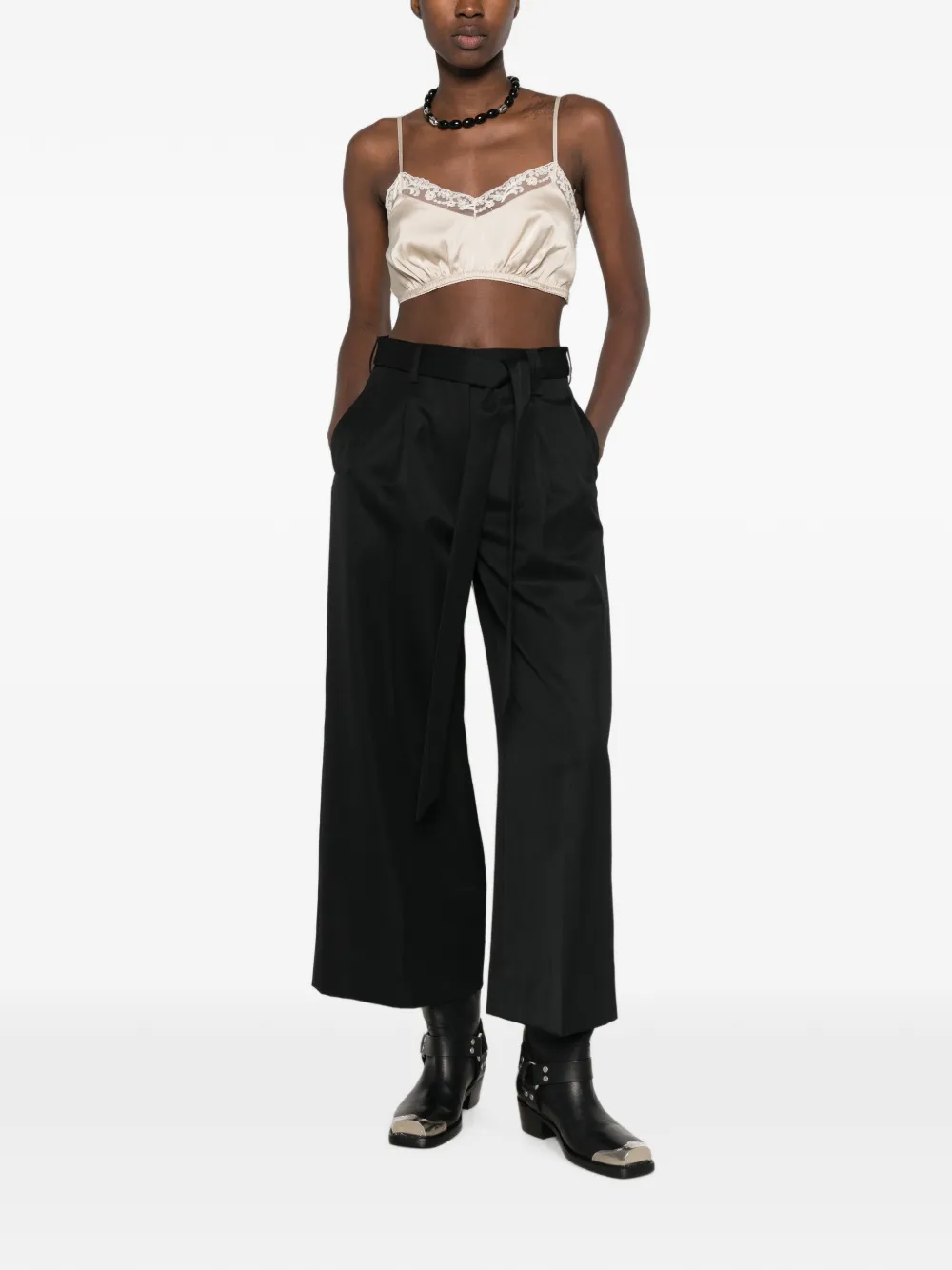 Simone Rocha belted wide-leg trousers Zwart