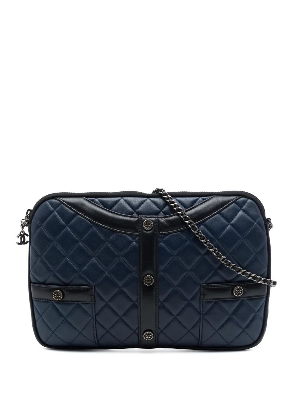CHANEL Pre-Owned 2016-2017 Small Quilted Lambskin Girl Clutch on Chain crossbody bag - Blu