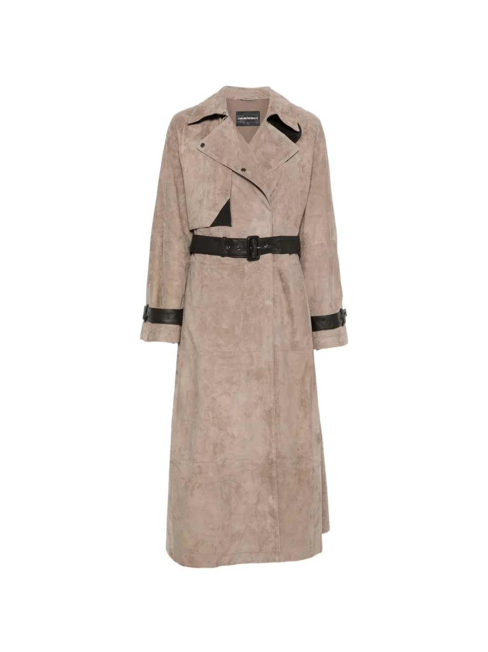 Emporio Armani belted suede trench coat - Toni neutri