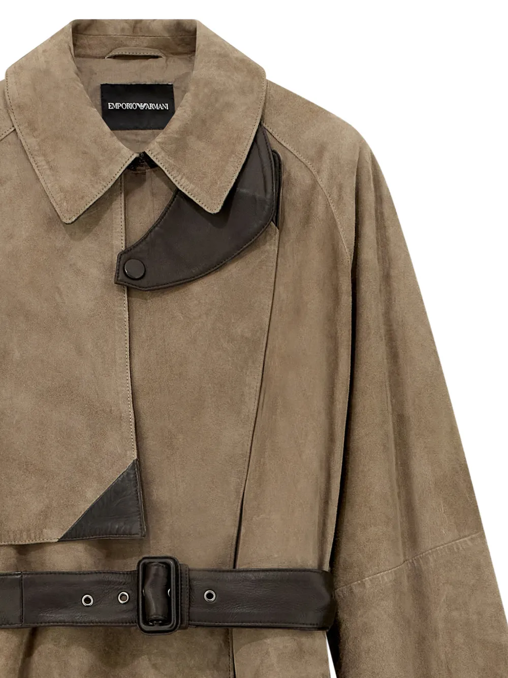 Emporio Armani Signature Capsule geitensuède trenchcoat Beige