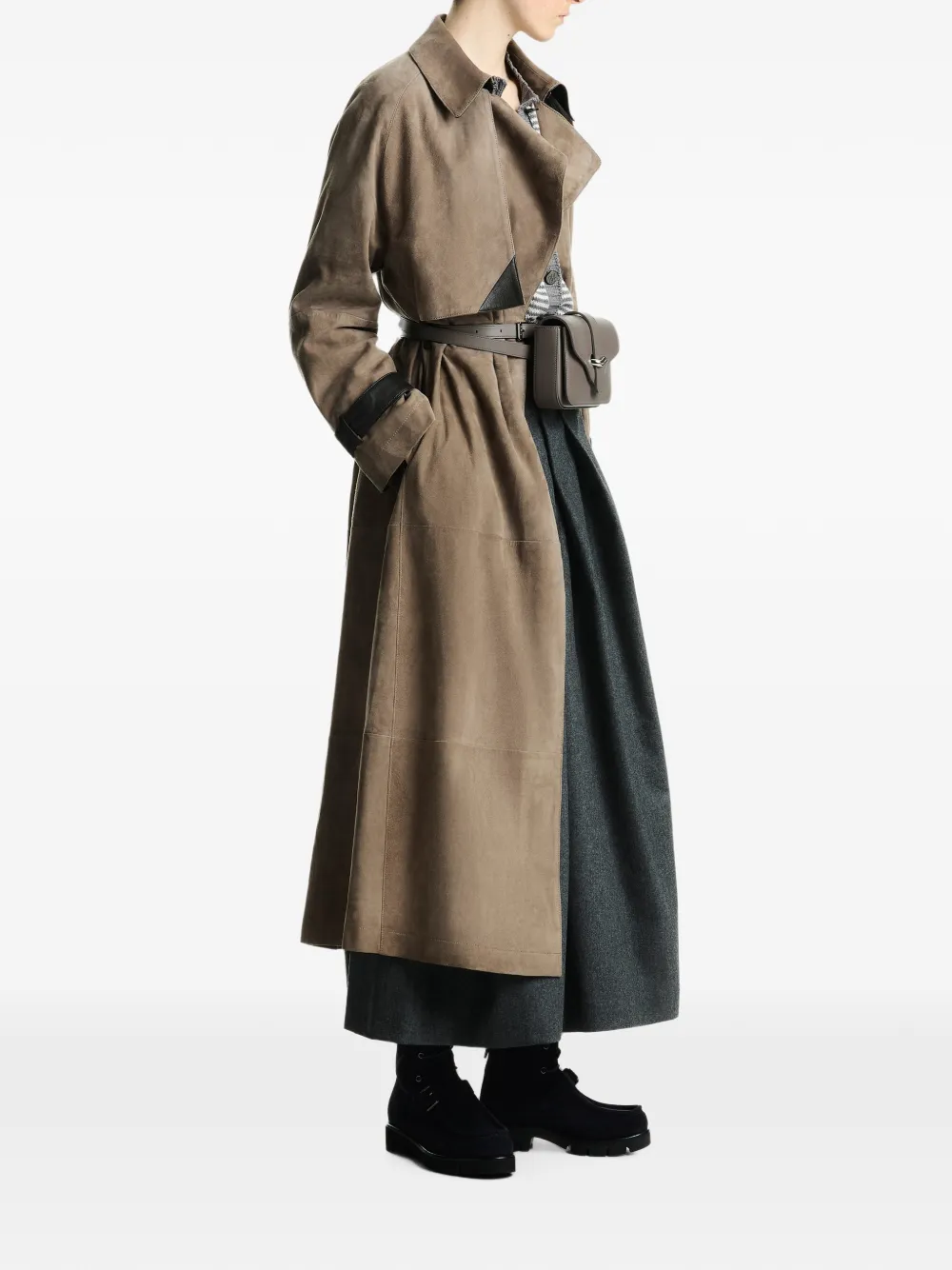 Emporio Armani Signature Capsule geitensuède trenchcoat Beige