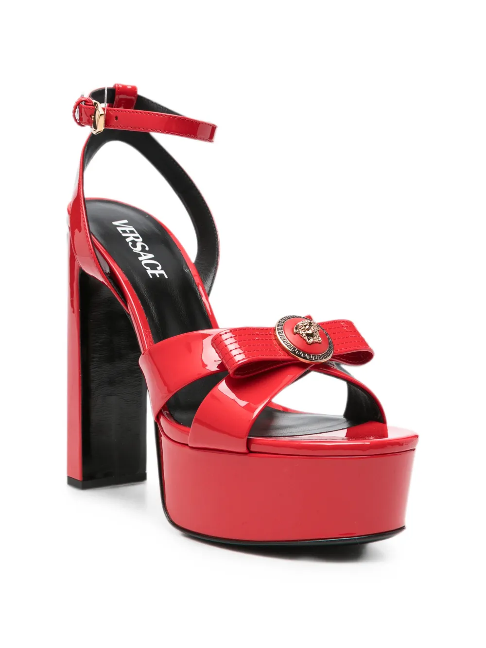 Versace bow-detail patent leather sandals Rood