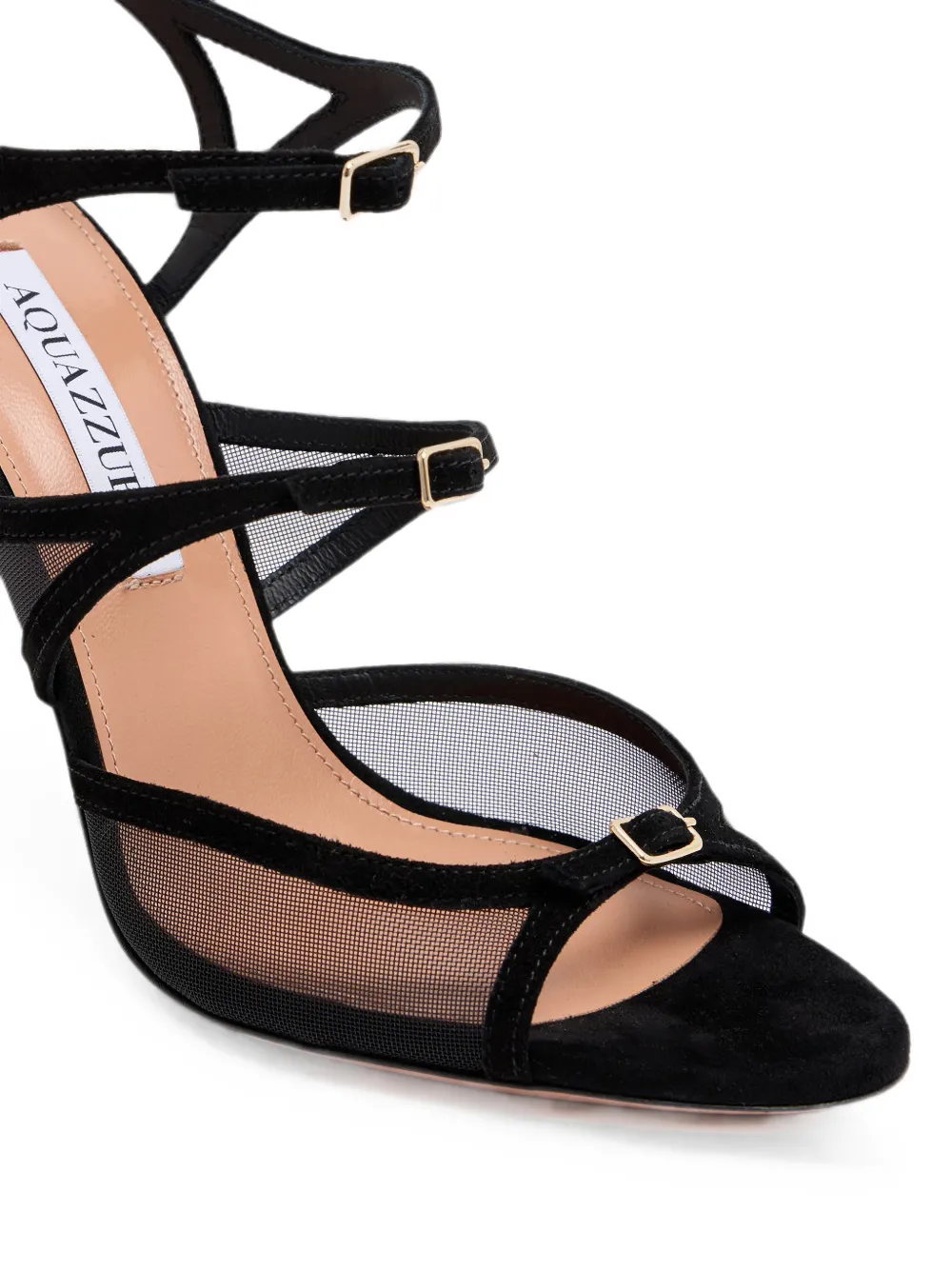 Aquazzura Jalila mesh-panel sandals Zwart