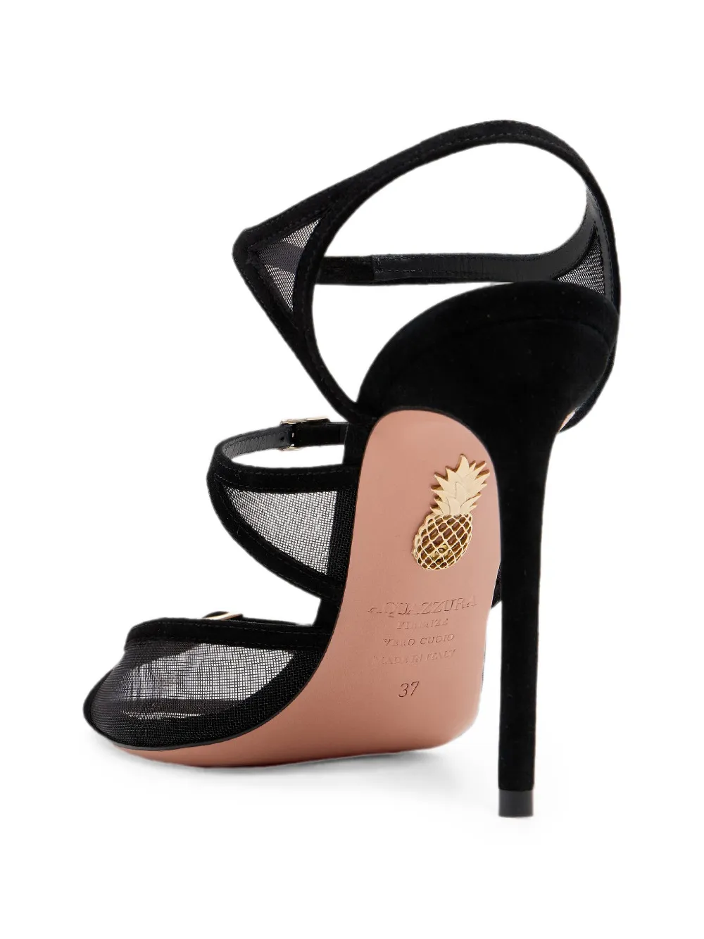 Aquazzura Jalila mesh-panel sandals Zwart