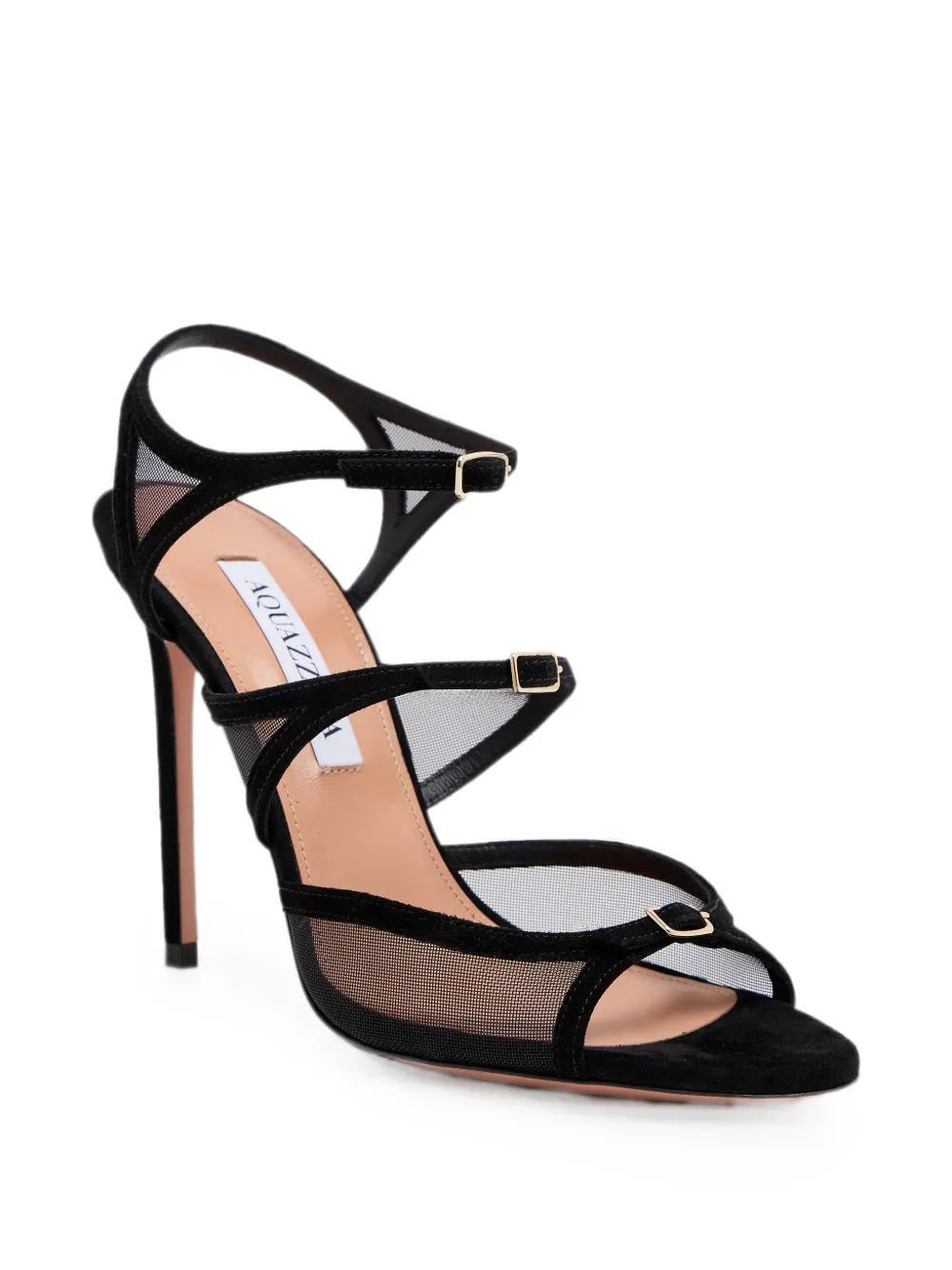 Aquazzura Jalila mesh-panel sandals Zwart