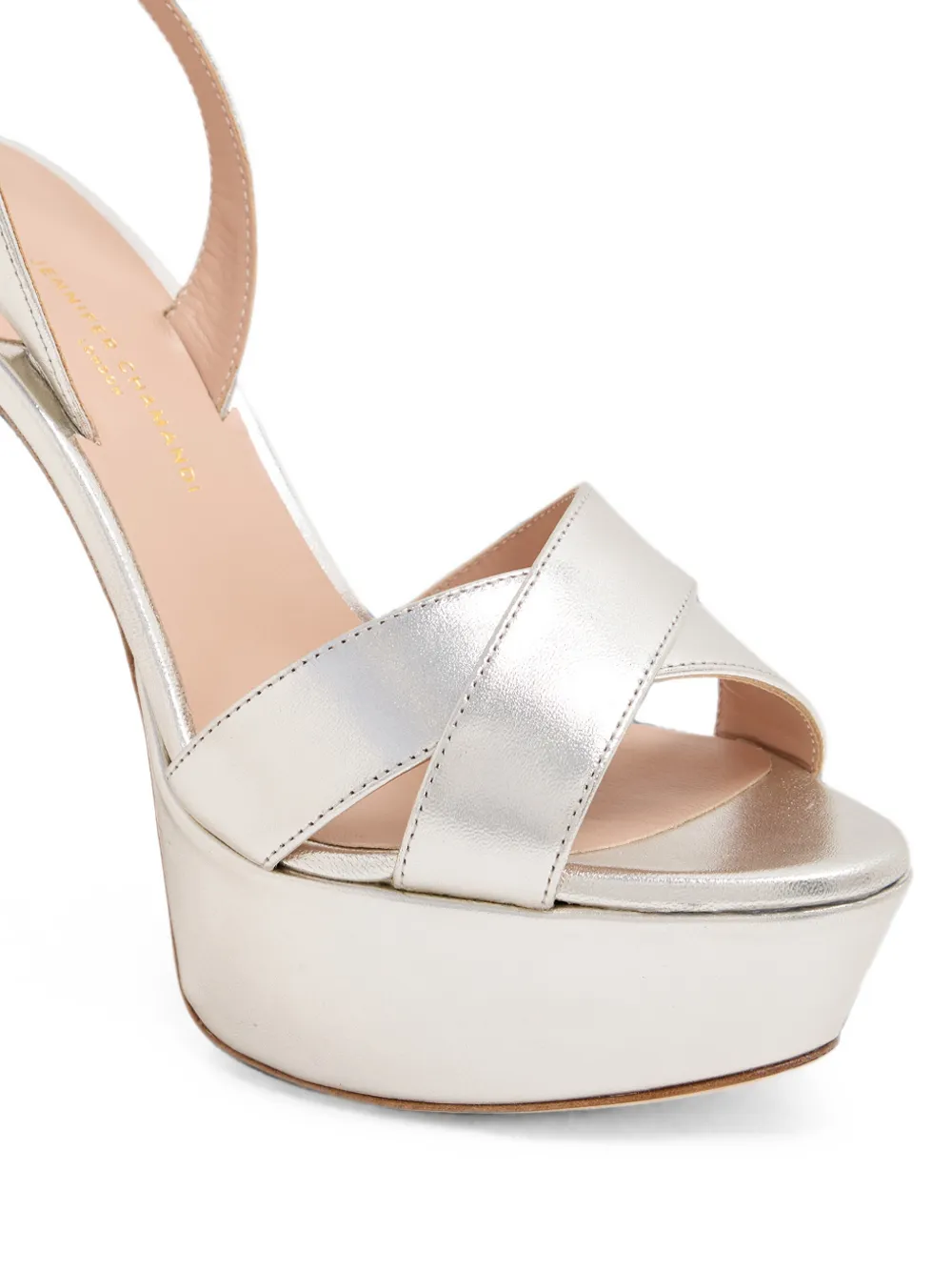 Jennifer Chamandi platform crossover-strap sandals Zilver