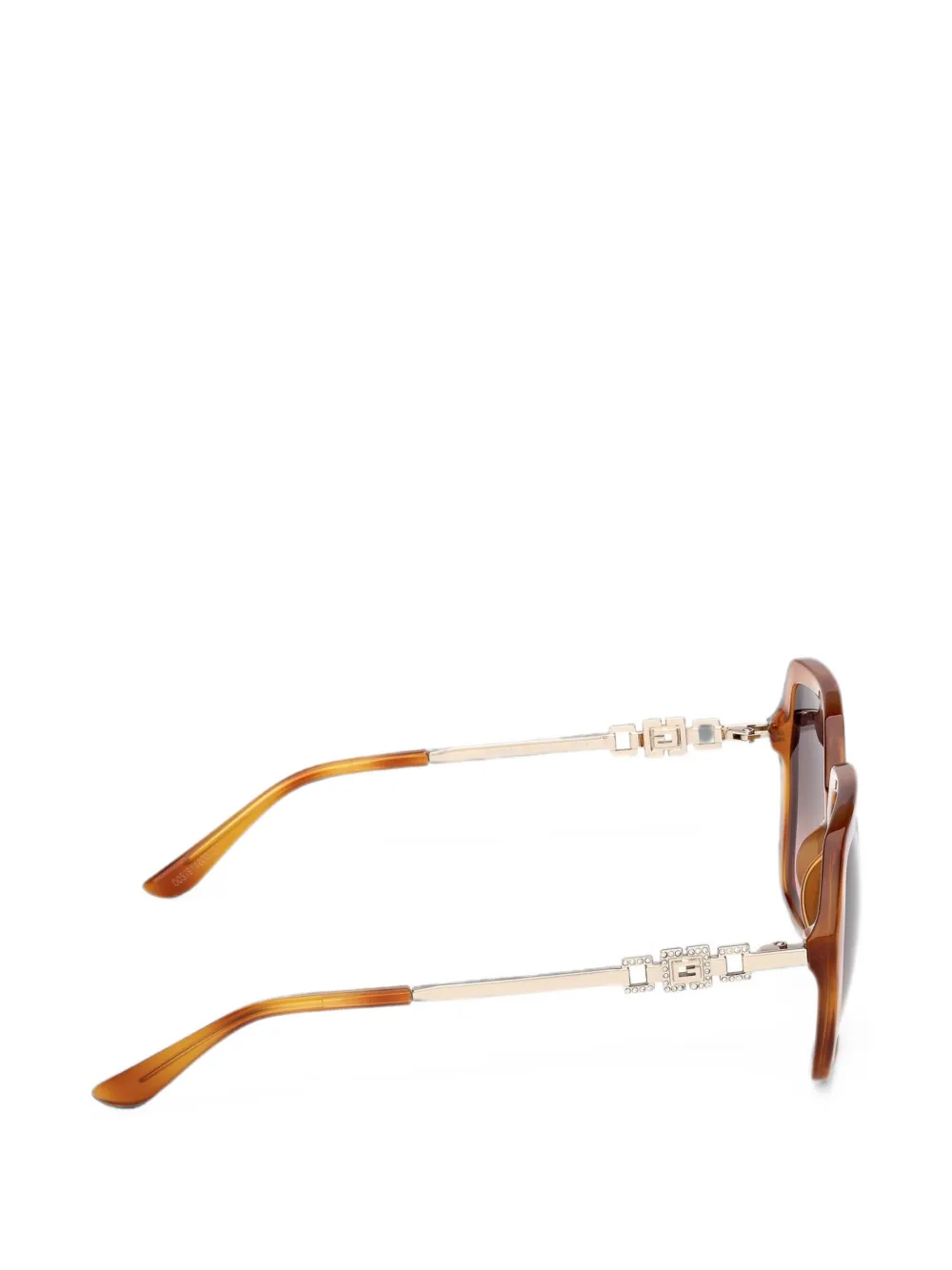 GUESS EYEWEAR Zonnebril met geometrisch montuur en schildpadschild-effect Bruin