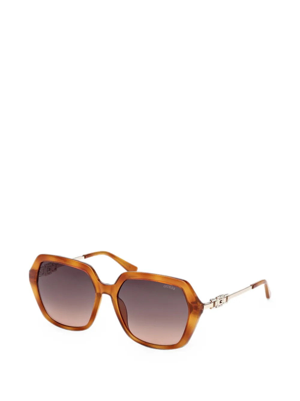 GUESS EYEWEAR Zonnebril met geometrisch montuur en schildpadschild-effect Bruin