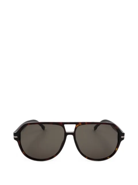 BOSS tortoiseshell-effect pilot-frame sunglasses