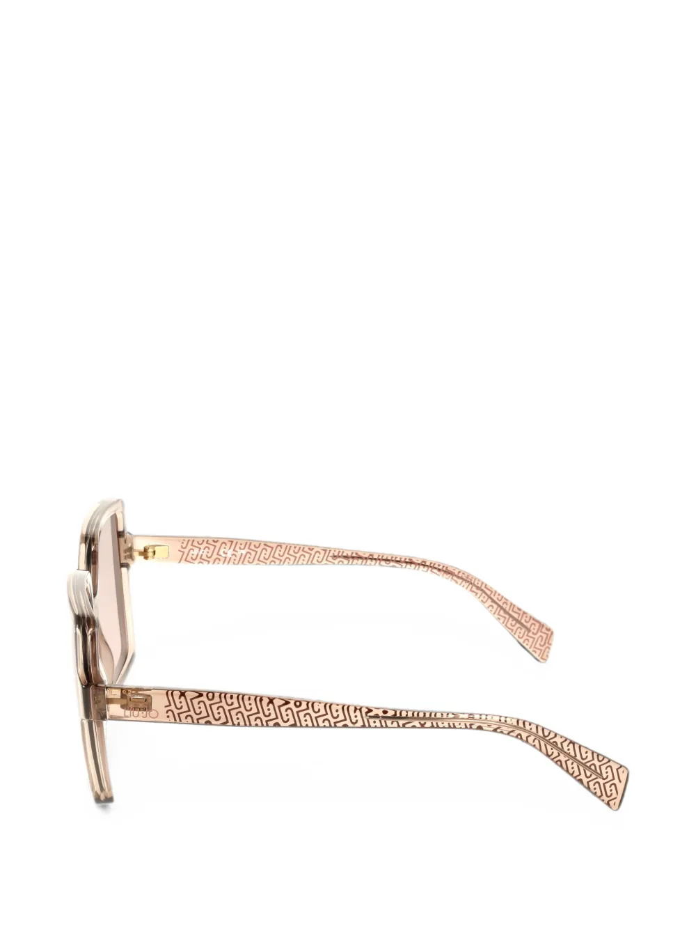 LIU JO Zonnebril met geometrisch montuur en monogramprint Beige