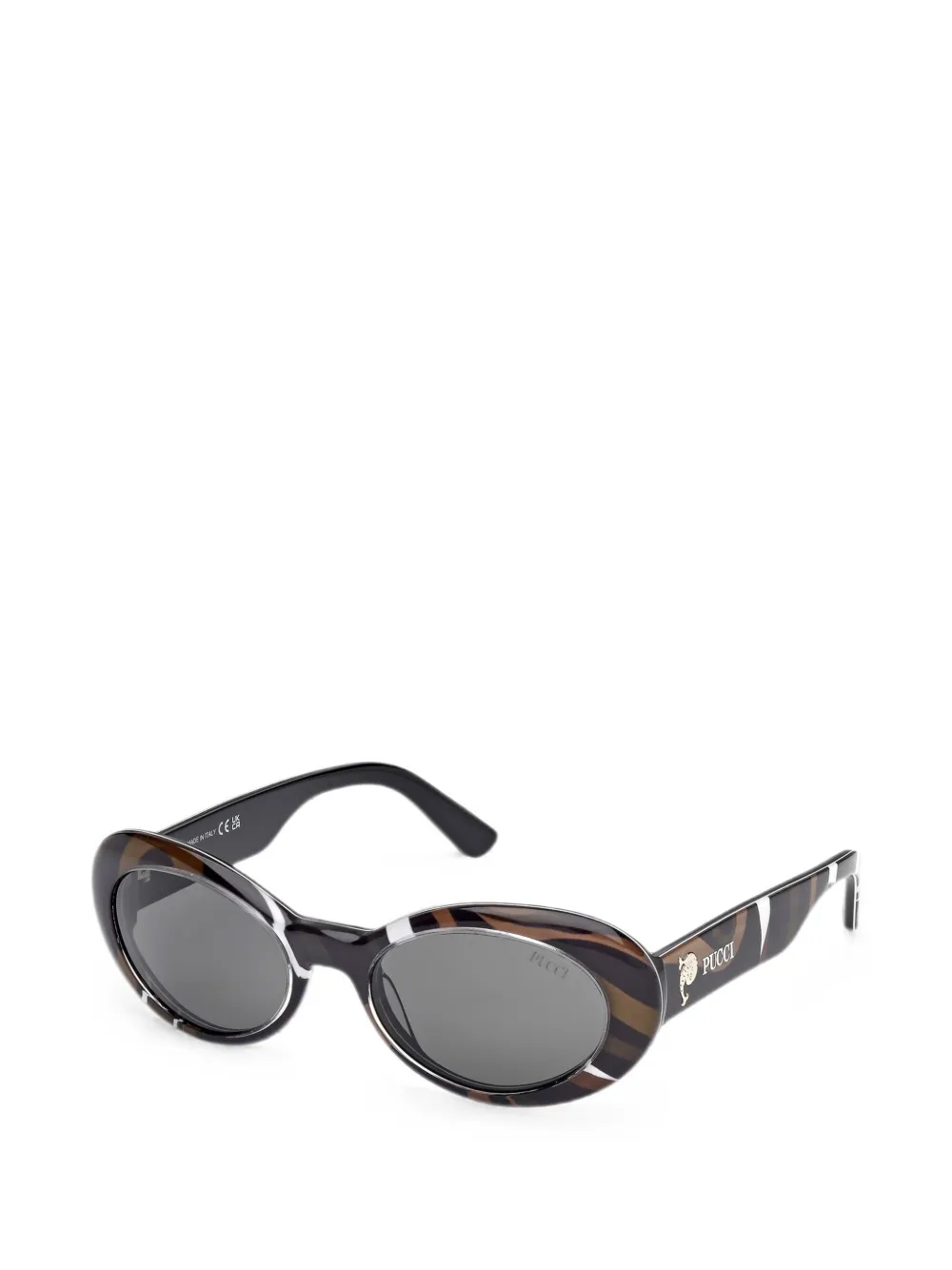 PUCCI Zonnebril met ovalen montuur en abstracte print Bruin
