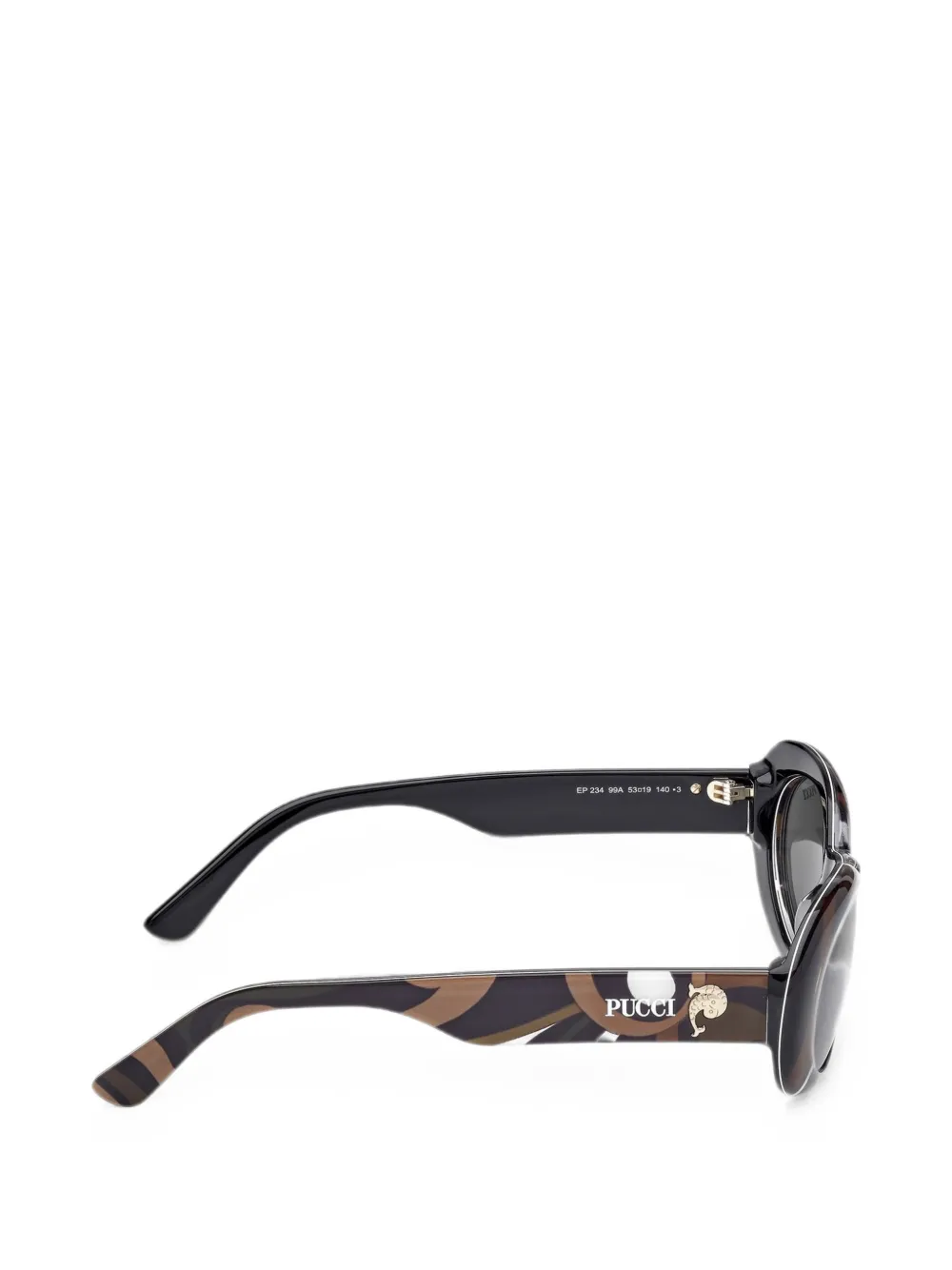 PUCCI Zonnebril met ovalen montuur en abstracte print Bruin