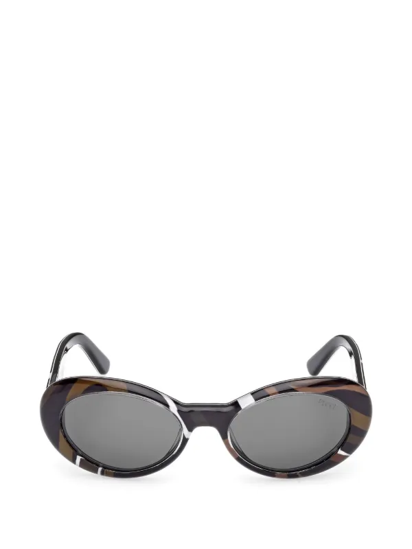 Pucci Abstract-print Oval-frame Sunglasses in Brown