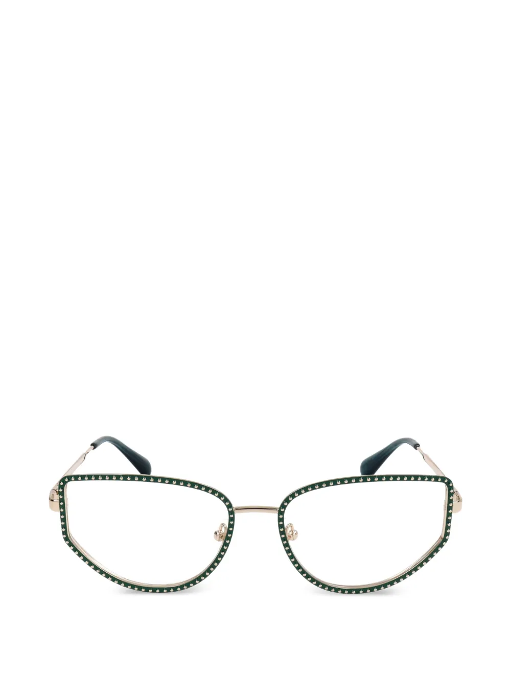 Max & Co Stud-embellished Geometric-frame Glasses In Green