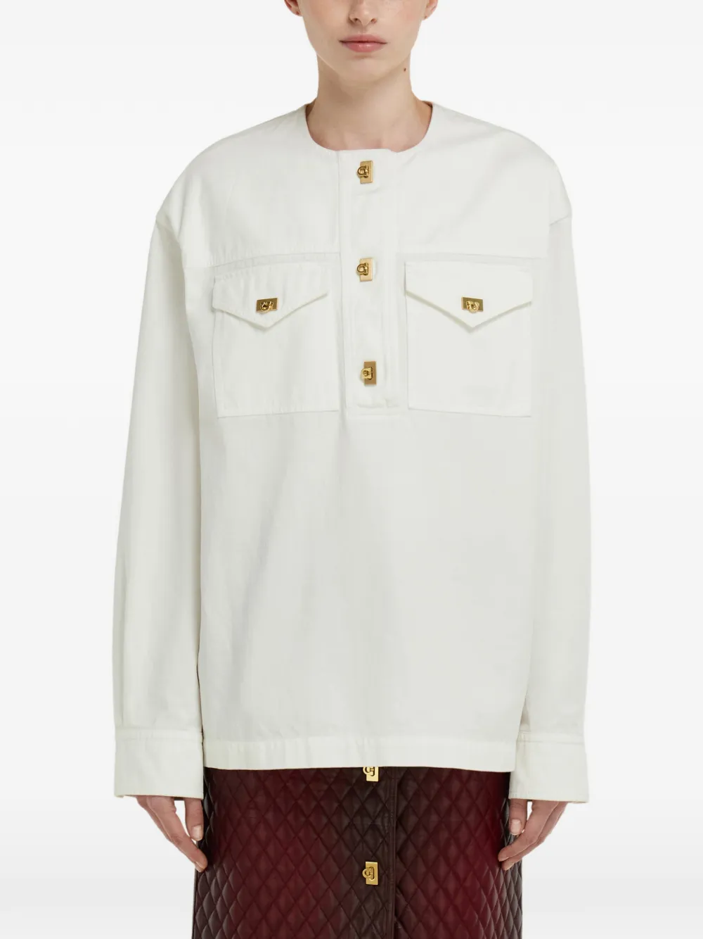 Ferragamo Washed gabardine shirt Wit