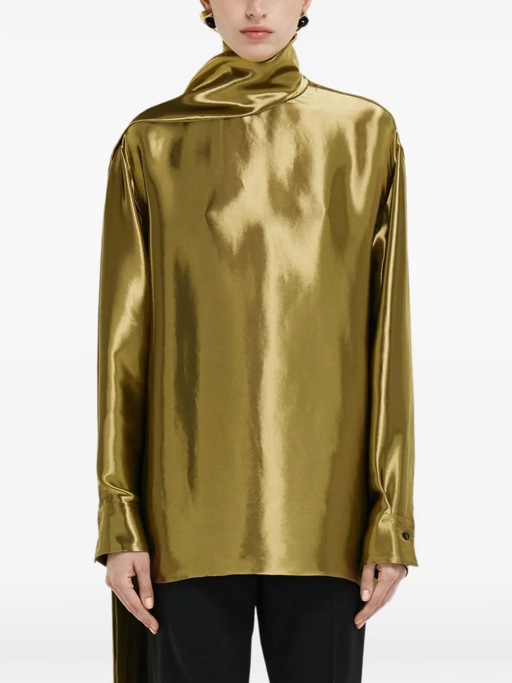 Ferragamo Liquid lamé blouse Goud