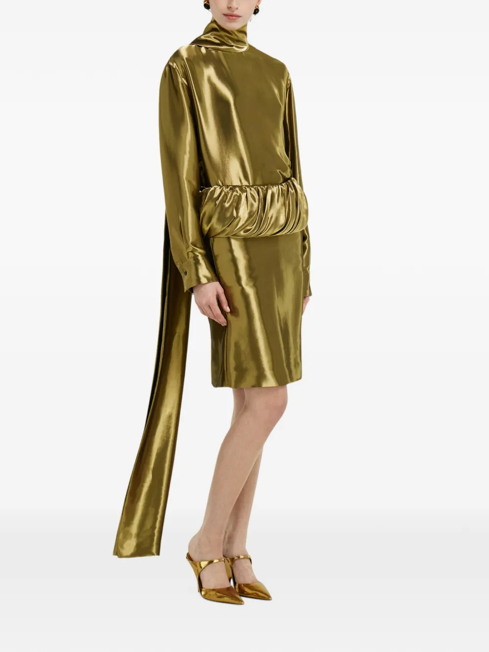 Ferragamo Liquid lamé blouse Goud